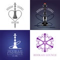 Set of hookah lounge vector logo Royalty Free Stock Photo