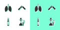 Set Hookah, Lungs, Electronic cigarette and Broken icon. Vector Royalty Free Stock Photo