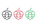 Set of Hop icon beer cone leaf sign,pub herb design, nature seed vector Royalty Free Stock Photo