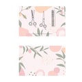 A set of horizontal backgrounds with abstract shapes and hand drawn hairdresser tools in pastel colors. Royalty Free Stock Photo