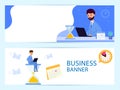 Set horizontal banner. Business process, deadline, rush work. Royalty Free Stock Photo