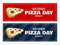 Horizontal Banner National Pizza Day vector illustration. Web banner for pizza day celebration February 9