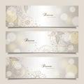 Set of horizontal banners with flowers and lights