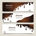 Set of horizontal banners with flowing melted choc