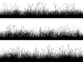 Horizontal banners of meadow silhouettes with high grass. Royalty Free Stock Photo