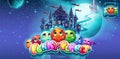 Set of horizontal banners and icons to computer game funny planet