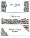 Set of horizontal banners with multicolor waves for text. Vector illustration for poster design