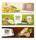 Soy Products Horizontal Banners Royalty Free Stock Photo