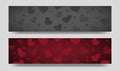 Set horizontal banners for Valentines day decorated hearts. Vector