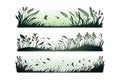 Set of horizontal banners of wavy meadow silhouettes. Vector illustration design Royalty Free Stock Photo