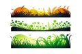 Set of horizontal banners of wavy meadow silhouettes. Vector illustration design Royalty Free Stock Photo