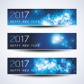 Set of Horizontal Christmas, New Year Banners - 2017 Royalty Free Stock Photo