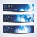 Set of Horizontal Christmas, New Year Banners - 2017 Royalty Free Stock Photo