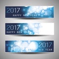 Set of Horizontal Christmas, New Year Banners - 2017 Royalty Free Stock Photo