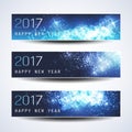 Set of Horizontal Christmas, New Year Banners - 2017 Royalty Free Stock Photo