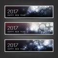 Set of Horizontal Christmas, New Year Banners - 2017