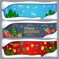 Set of horizontal Christmas, New Year banners Royalty Free Stock Photo