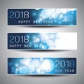 Set of Horizontal Christmas, New Year Headers or Banners - 2018 Royalty Free Stock Photo