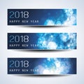 Set of Horizontal Christmas, New Year Headers or Banners - 2018 Royalty Free Stock Photo