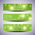 Set of Horizontal Christmas, New Year Headers or Banners Design - 2018 Royalty Free Stock Photo