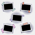 Set of horizontal frames in pop art style. Collection of photo frames in comic style for a photo album. Color stickers on frames