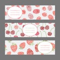 Set of Horizontal Fruit Banners. Harvest berry ornament. Vector.