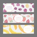 Set of Horizontal Fruit Banners. Healthy lifestyle Cards Series.