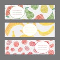 Set of Horizontal Fruit Banners. Healthy lifestyle Cards Series.