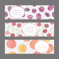 Set of Horizontal Fruit Banners. Healthy lifestyle Cards Series.