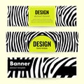 Set of horizontal lime banners with black stripes. Bright circle on abstract design. Royalty Free Stock Photo