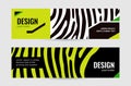 Set of horizontal lime banners with black stripes. Bright lines on abstract design. Royalty Free Stock Photo