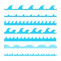 Set of horizontal lines of different blue waves.