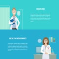 Set of horizontal medical banners flat design