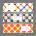 Set of Horizontal Plaid Banners. Abstract Geometric ornament. Vector Illustration.