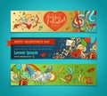 Set of horizontal romantic banners. Royalty Free Stock Photo