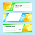 Set Horizontal summer web banner templates. Bright sun rays