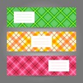 Set of Horizontal Tartan Banners. Abstract Geometric ornament. V