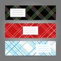 Set of Horizontal Tartan Banners. Abstract Geometric ornament. V
