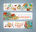 Set of horizontal Valentine's banners. Royalty Free Stock Photo