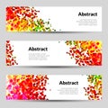 Set of Horizontal Vector Poster Banners Templates with Dots Watercolor simulation Paint Splash.