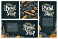 Vertical poster with bread. Vector color hand drawn vintage engraving