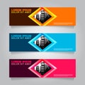 Set Horizontal Web banner. Building town brochure. Vector Illustration