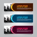 Set Horizontal Web banner. Building town brochure. Vector Illustration