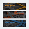 Set of horizontal web banners with intersecting lines on background