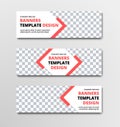 Set of horizontal white vector web banners with diagonal elements and orange lines and place for photo Royalty Free Stock Photo