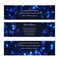 Set of horizontal winter festive banners with snowflakes