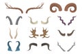 Set of horn animals or devil, demon, satan