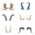 Set of horn animals or devil, demon, satan