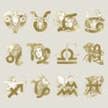 Set of horoscope symbols illustration vector Royalty Free Stock Photo