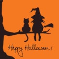 Comic Halloween vector illustration poster template Royalty Free Stock Photo